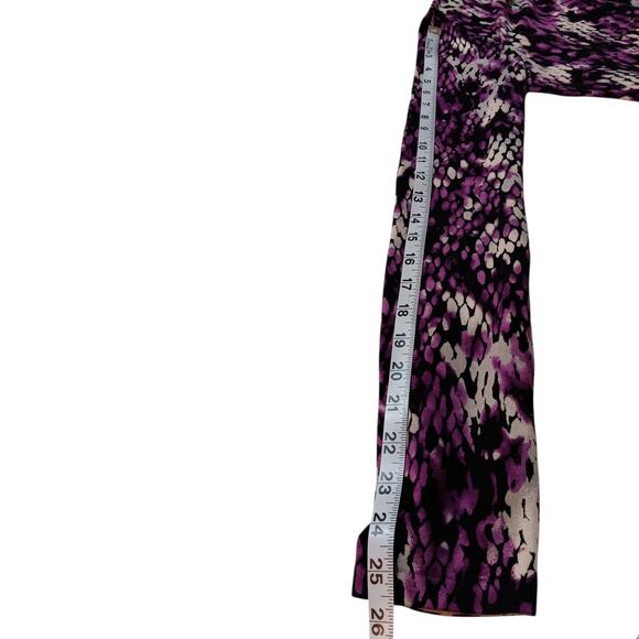 ANNE KLEIN Cardigan Sweater L Purple Snake Print Python Snaps Soft Career Office - Picture 5 of 10